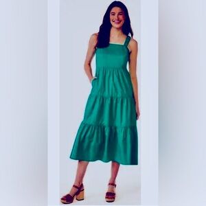 New With Tags Free Assembly Women's Sleeveless Square Neck Maxi Dress Green
